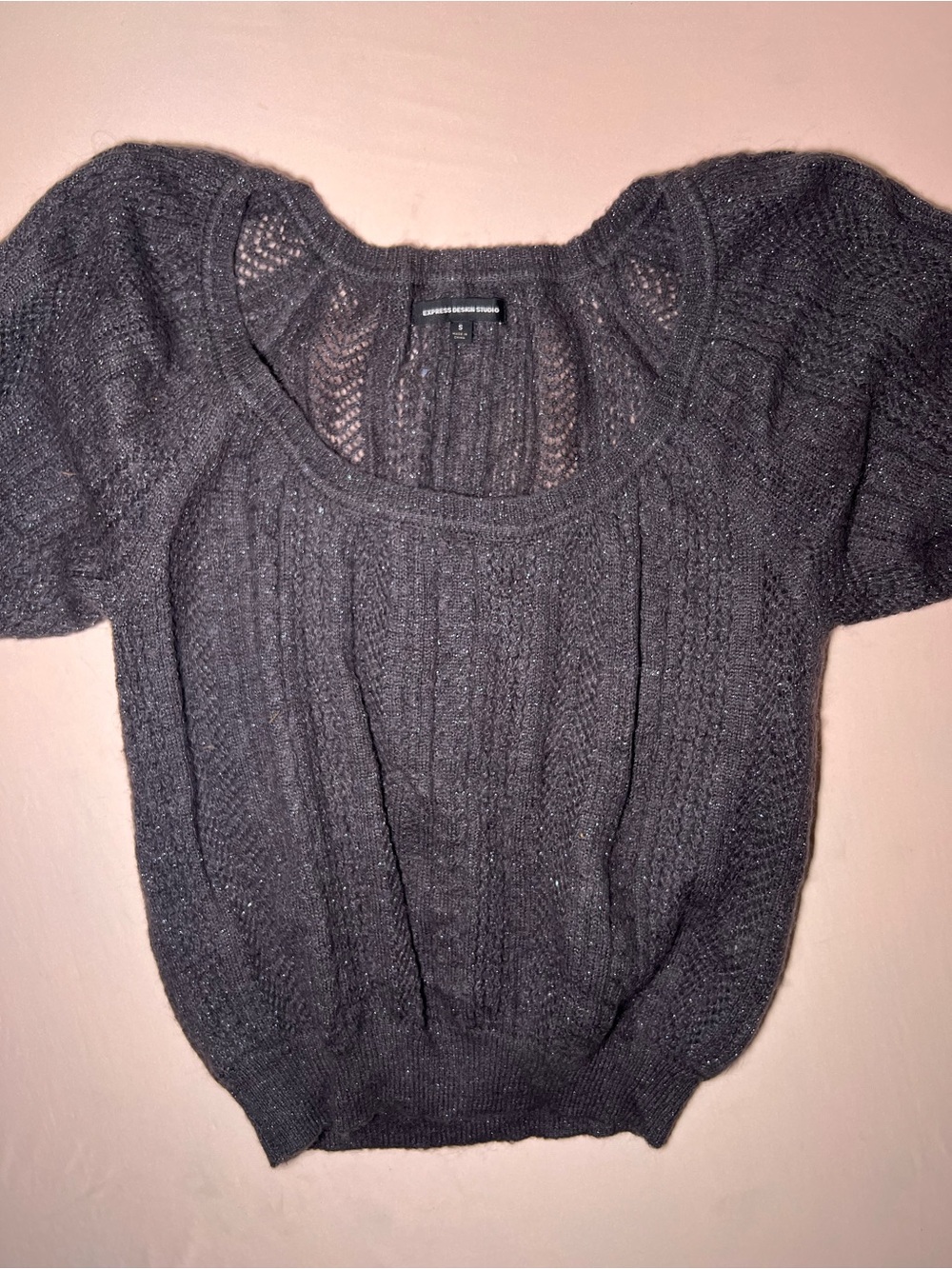 Express Black Scoop-Neck Short Sleeve Knit Sweater